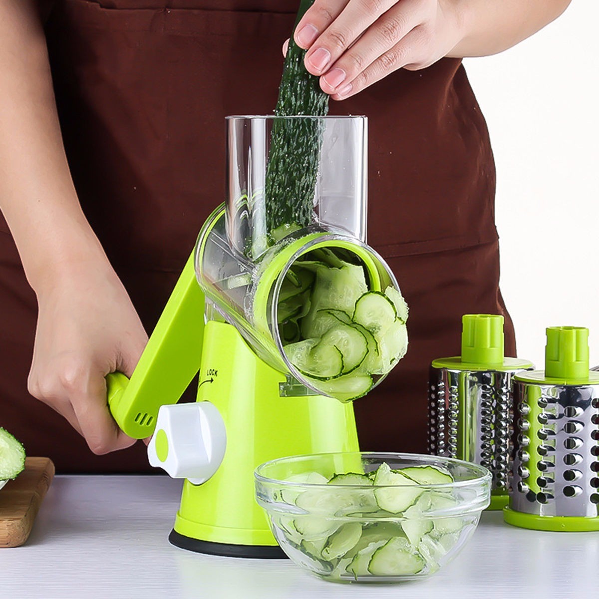 Mandoline Multifonction à Manivelle – Coupe Légumes Rapide et Sécurisée