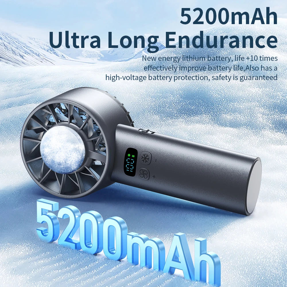 Ventilateur portable réfrigérant - 5200mAh, affichage digital, silencieux