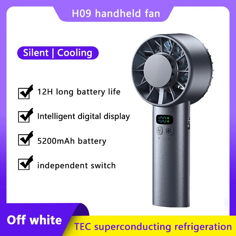 Ventilateur portable réfrigérant - 5200mAh, affichage digital, silencieux
