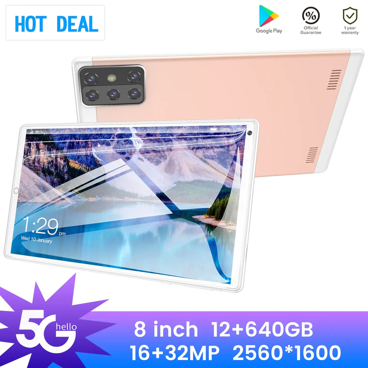 Tablette Android 8 pouces 5G - 12Go RAM, 640Go Stockage