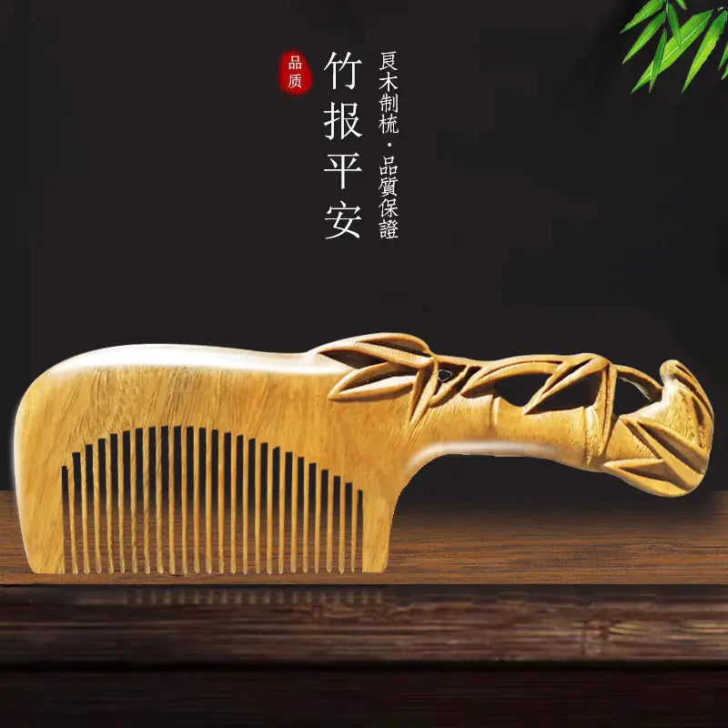Ensemble de Peignes Double Face Sculptés en Bois de Santal Vert - Vente en Gros