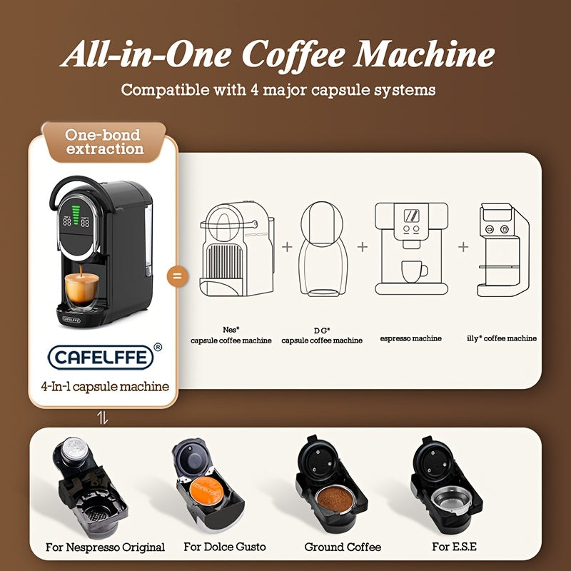 Machine à café capsules CAFELFFE – 4-en-1 – 1450 W – 220-240 V