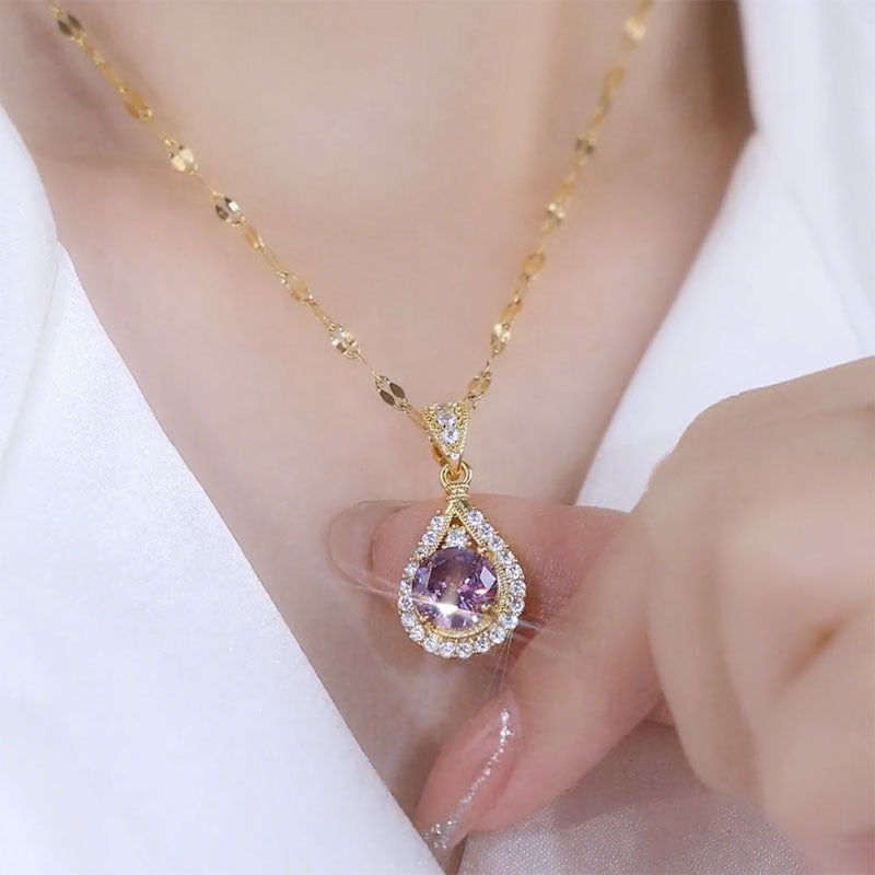 Collier Élégant en Acier Inoxydable avec Zircon Brillant – Bijou Femme Chic, Idée Cadeau