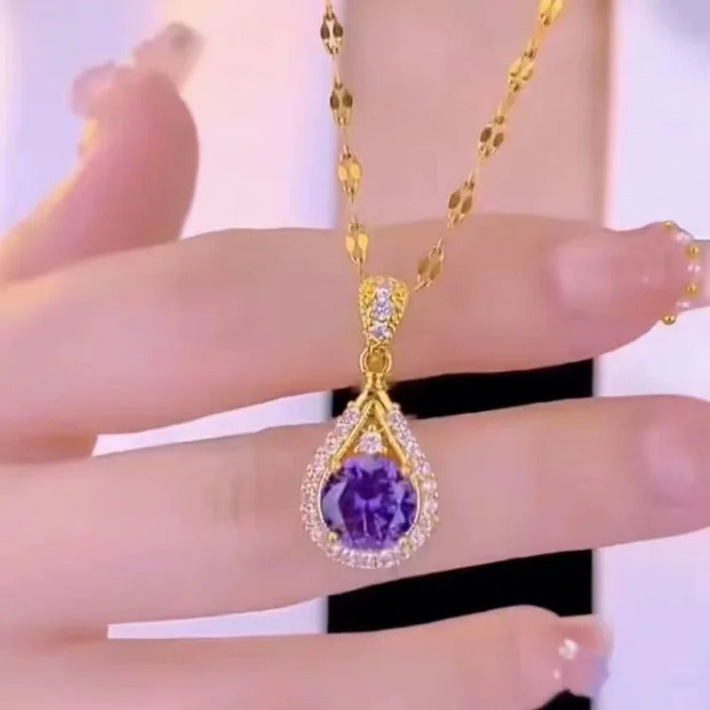 Collier Élégant en Acier Inoxydable avec Zircon Brillant – Bijou Femme Chic, Idée Cadeau