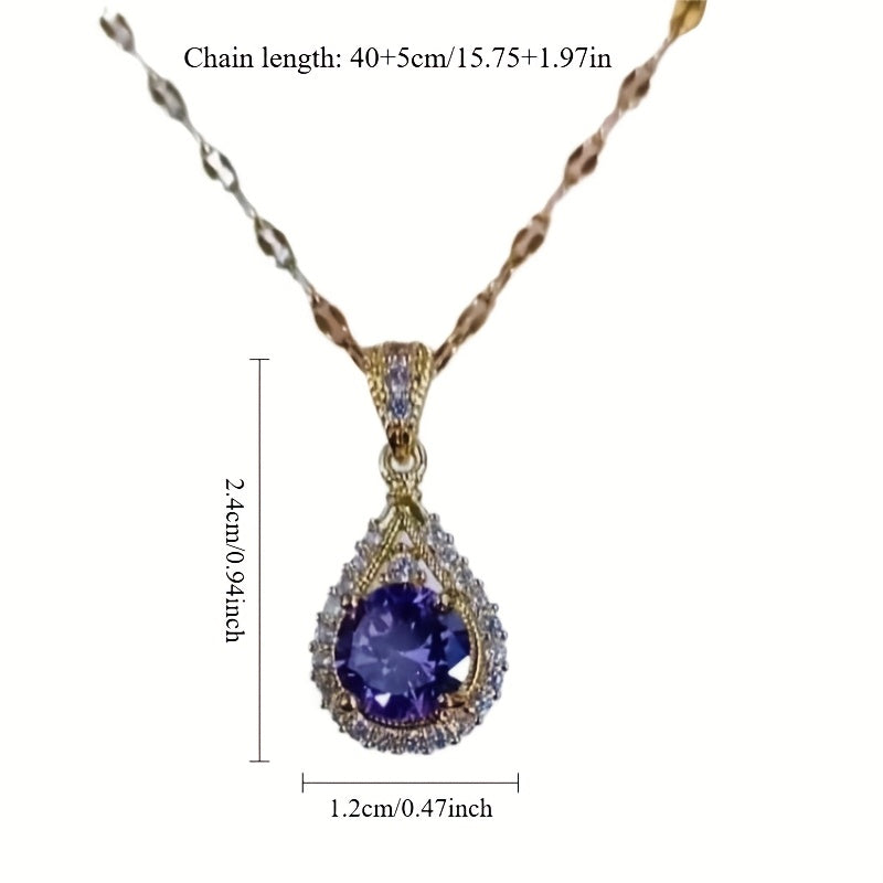 Collier Élégant en Acier Inoxydable avec Zircon Brillant – Bijou Femme Chic, Idée Cadeau