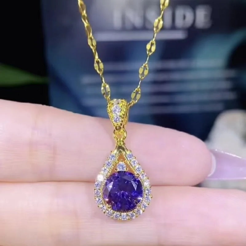 Collier Élégant en Acier Inoxydable avec Zircon Brillant – Bijou Femme Chic, Idée Cadeau