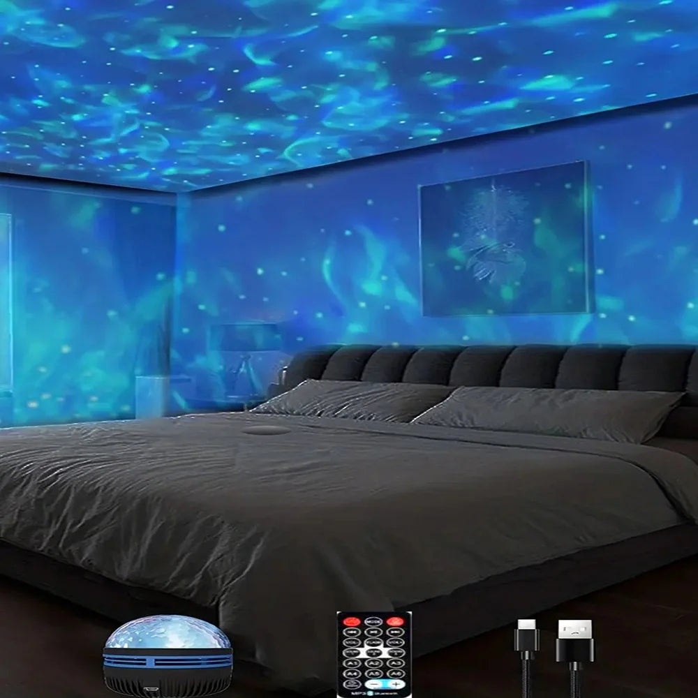 Projecteur Galaxy 7 Couleurs – Effet Océan & Étoiles, Veilleuse Décorative pour Chambre