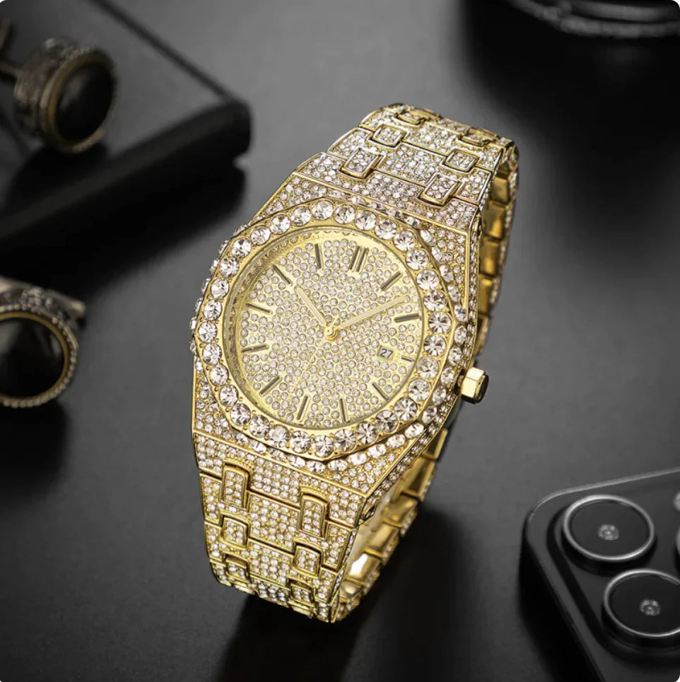 Montre Homme de Luxe Quartz – Design Octogonal, Étanche & Élégante
