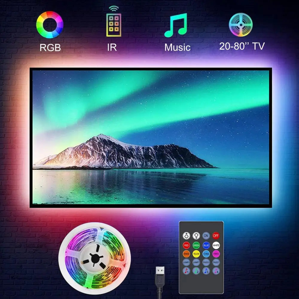 Bande LED RGB USB avec Synchronisation Musicale – Éclairage Ambiant pour TV (15–80”), PC & Miroir