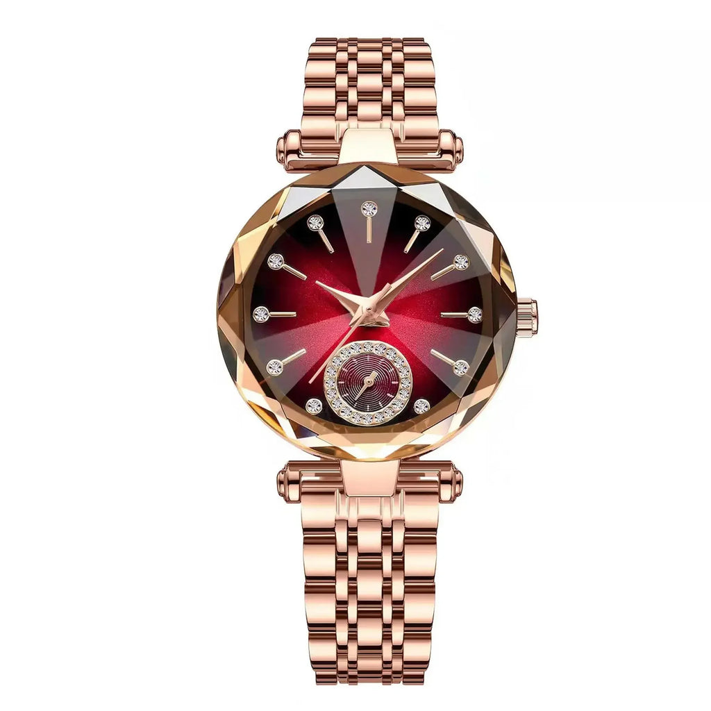 Montre Femme Luxe Élégance – Acier Inoxydable & Quartz, Style Diamant, Étanche