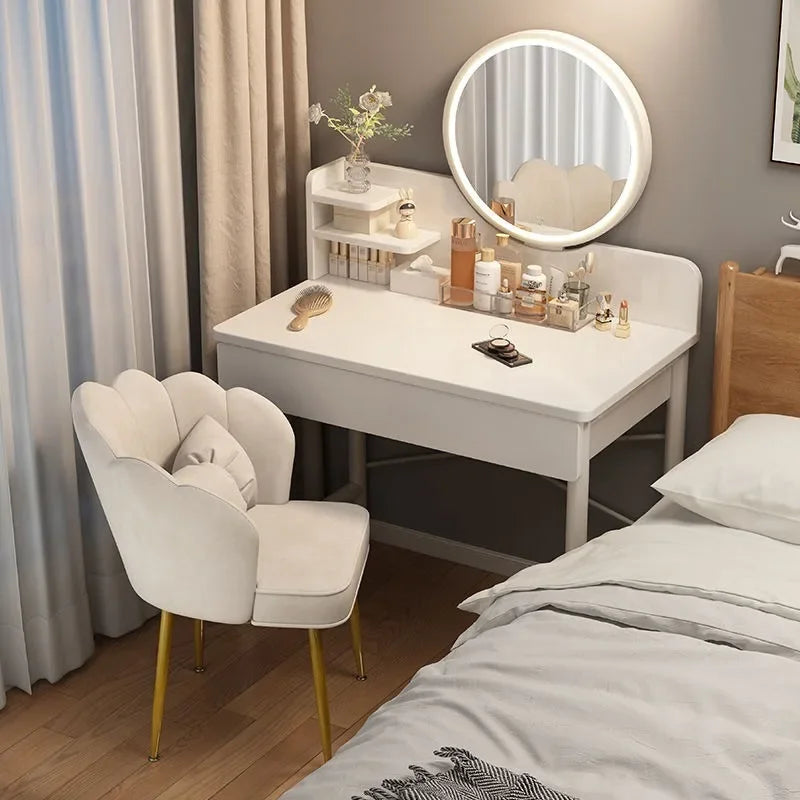 Coiffeuse Moderne Light Luxury 2025 – Table de Maquillage Élégante et Compacte pour Chambre & Petit Appartement