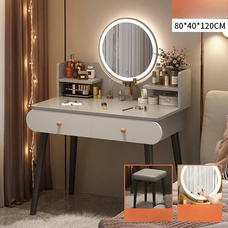 طاولة تزيين عصرية وبسيطة – طاولة مكياج صغيرة لغرفة النوم أو الاستوديو