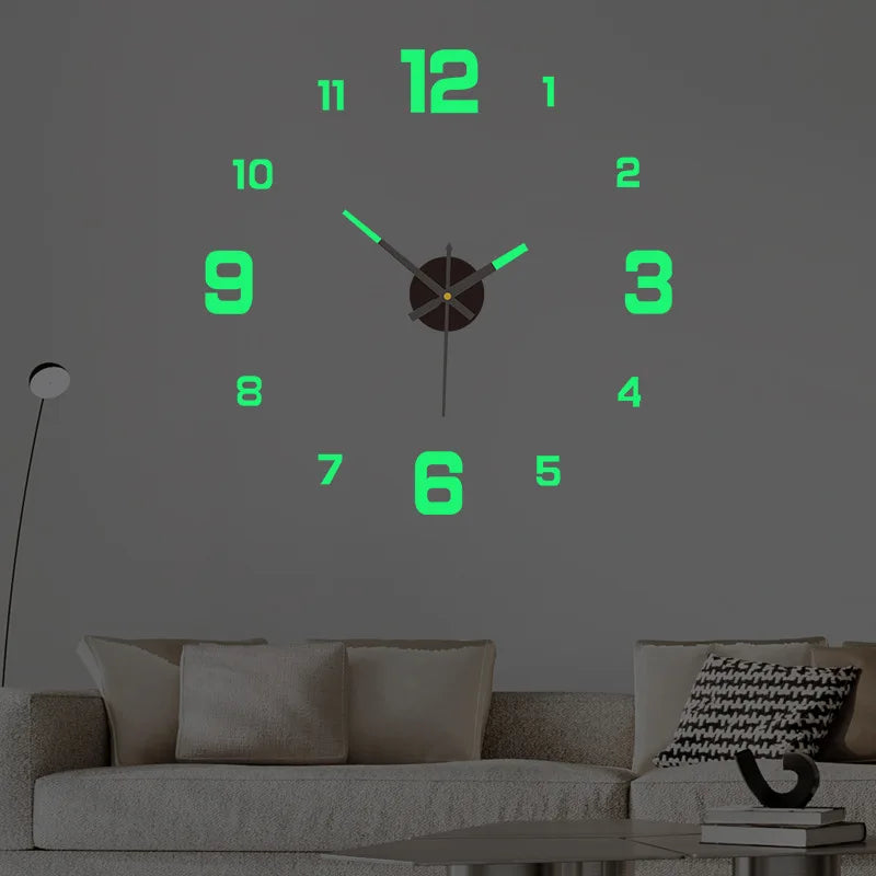 Horloge Murale DIY Lumineuse 3D – Mouvement Quartz Silencieux, Design Moderne
