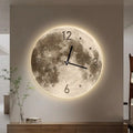 Horloge Murale LED 16 pouces Lune et Terre – Design Moderne et Silencieux pour Salon et Chambre