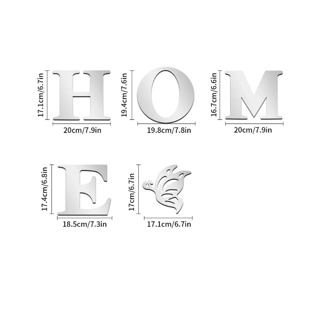 Sticker Mural Miroir 3D “HOME” – Décoration Murale pour Entrée et Intérieur