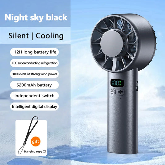 Ventilateur portable réfrigérant - 5200mAh, affichage digital, silencieux