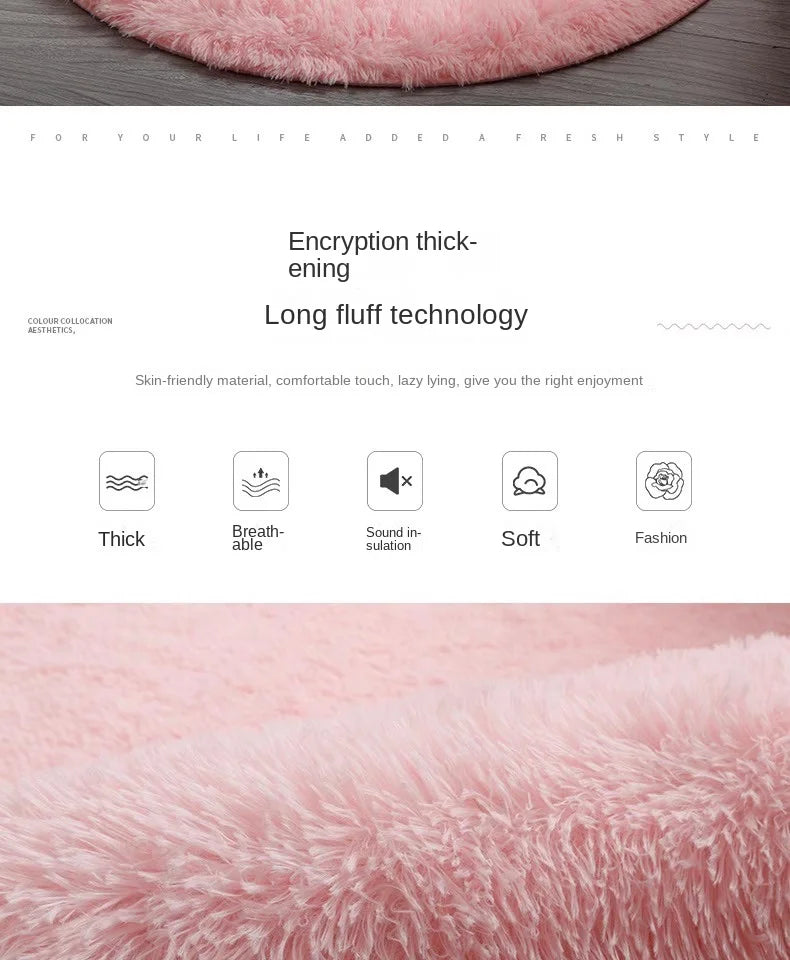 Tapis Nordic Ovale Effet Fourrure Longue – Style Moderne Tie-Dye, Épais et Ultra Doux pour Chambre & Salon