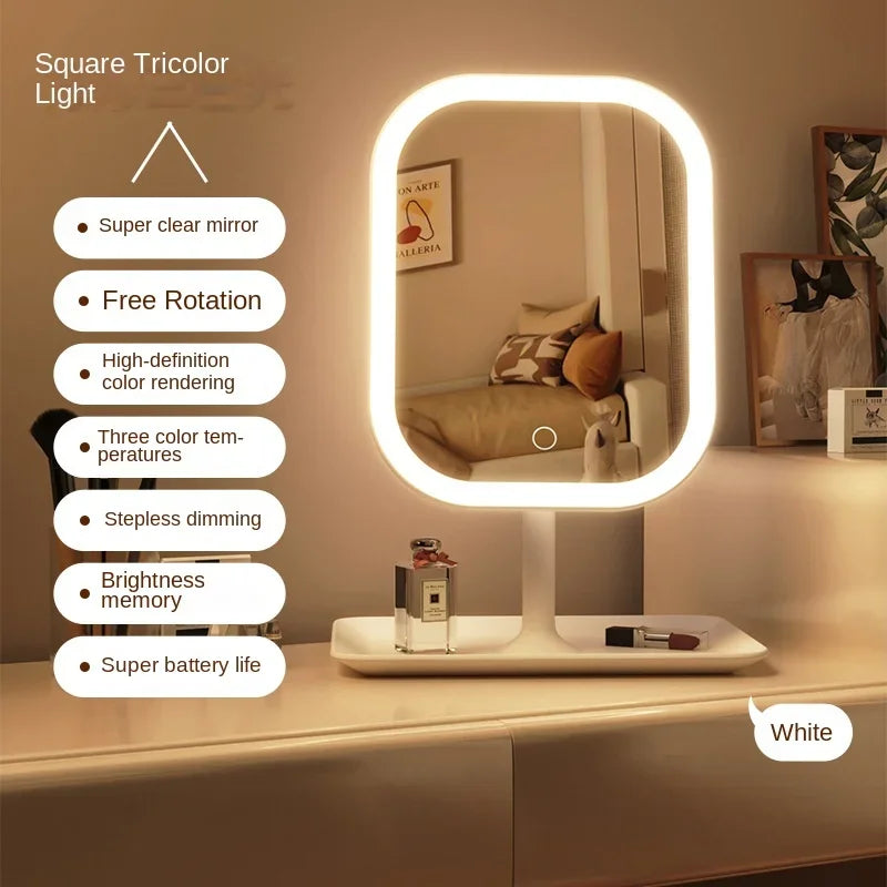 Miroir Coiffeuse LED avec Commande Tactile et 3 Modes d’Éclairage