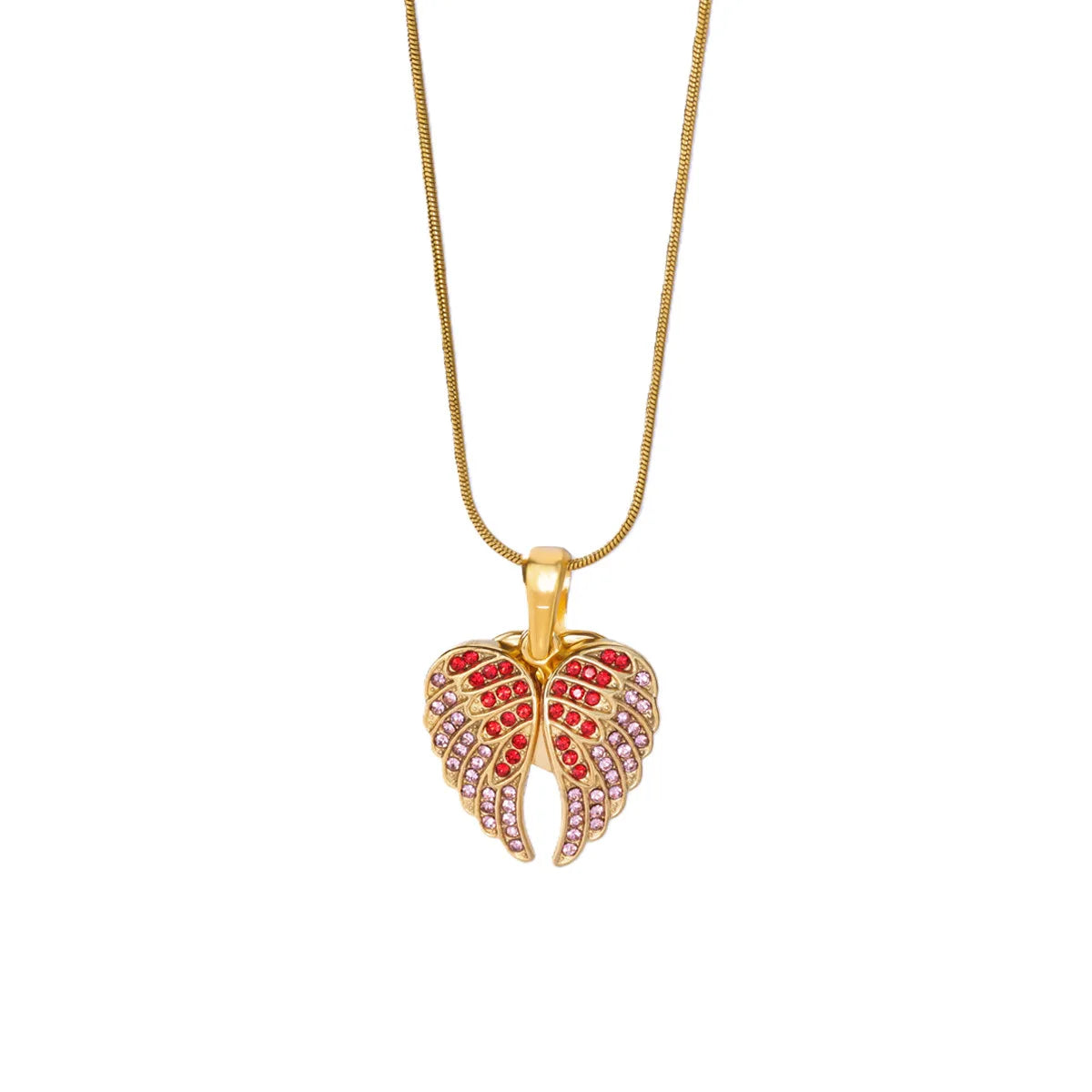 Collier Ailes d’Ange Luxe en Acier Inoxydable – Pendentif Cœur Ouvrable Serti de Zircon, Finition Dorée 18K