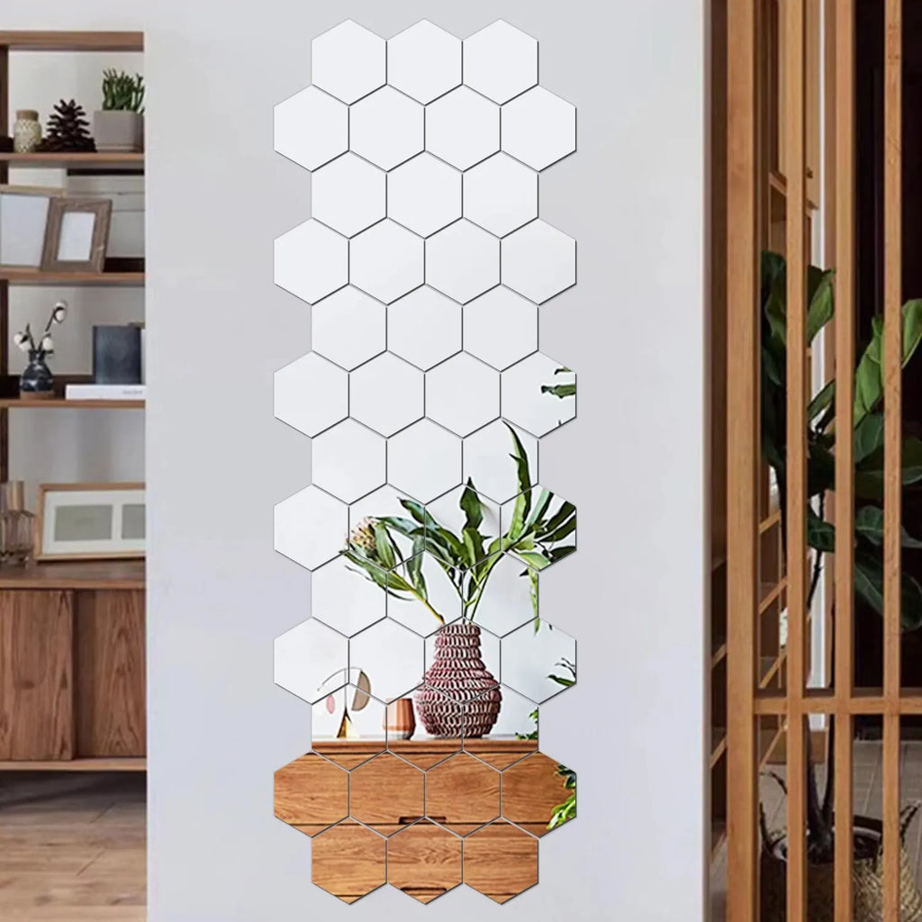 Lot de 12 Miroirs Muraux Hexagonaux – Décoration DIY Adhésive