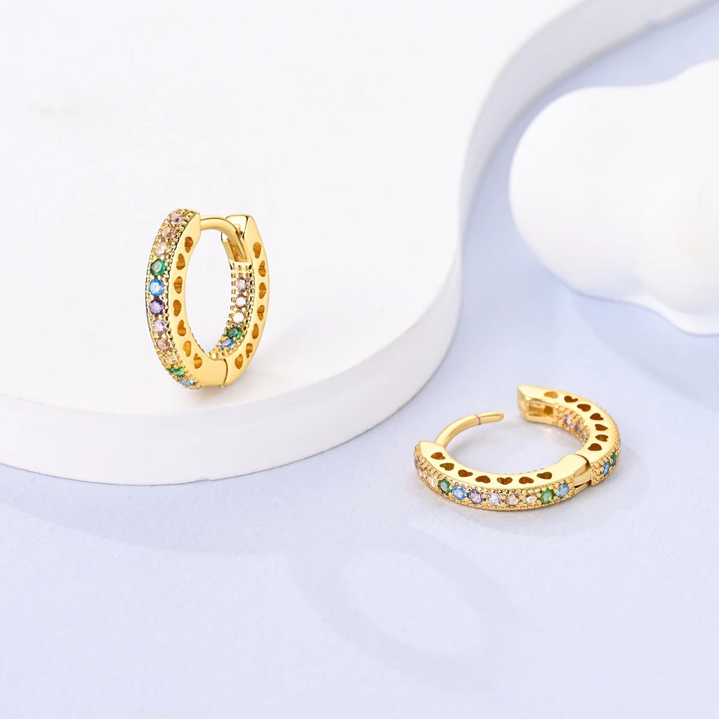 Gold-Plated 925 Sterling Silver Circle Earrings – Sun, Moon and Heart Designs for Women