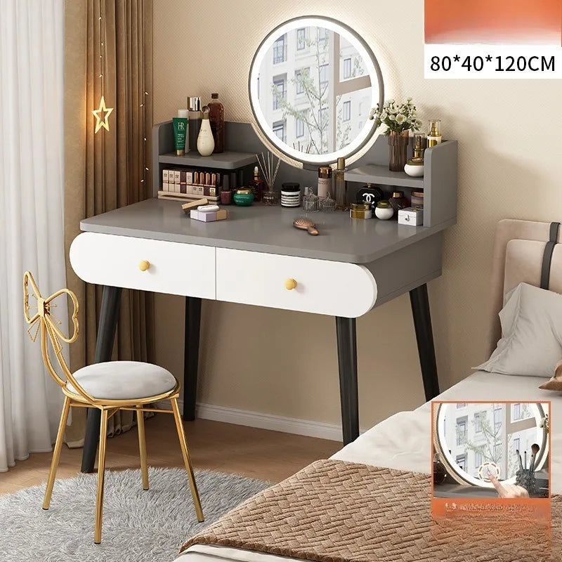 طاولة تزيين عصرية وبسيطة – طاولة مكياج صغيرة لغرفة النوم أو الاستوديو