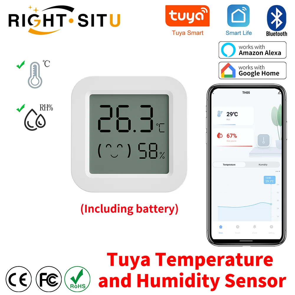Capteur Intelligent Température & Humidité Tuya – Thermomètre Hygromètre Mini avec Écran LCD & Contrôle via Application Bluetooth