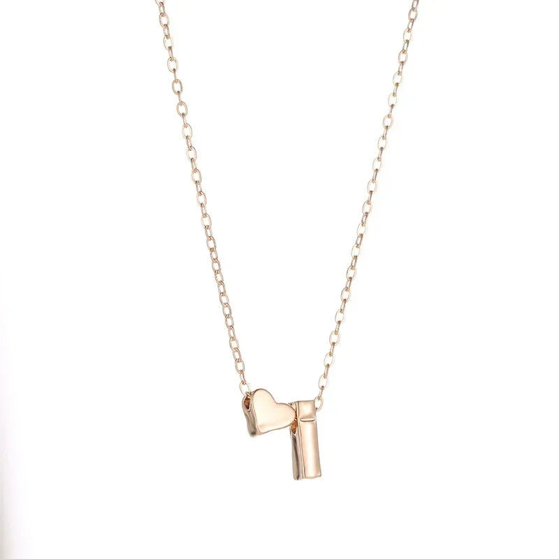 Initial Pendant Necklace – Small Dainty Heart, Gold or Silver Color, Elegant Jewelry for Women