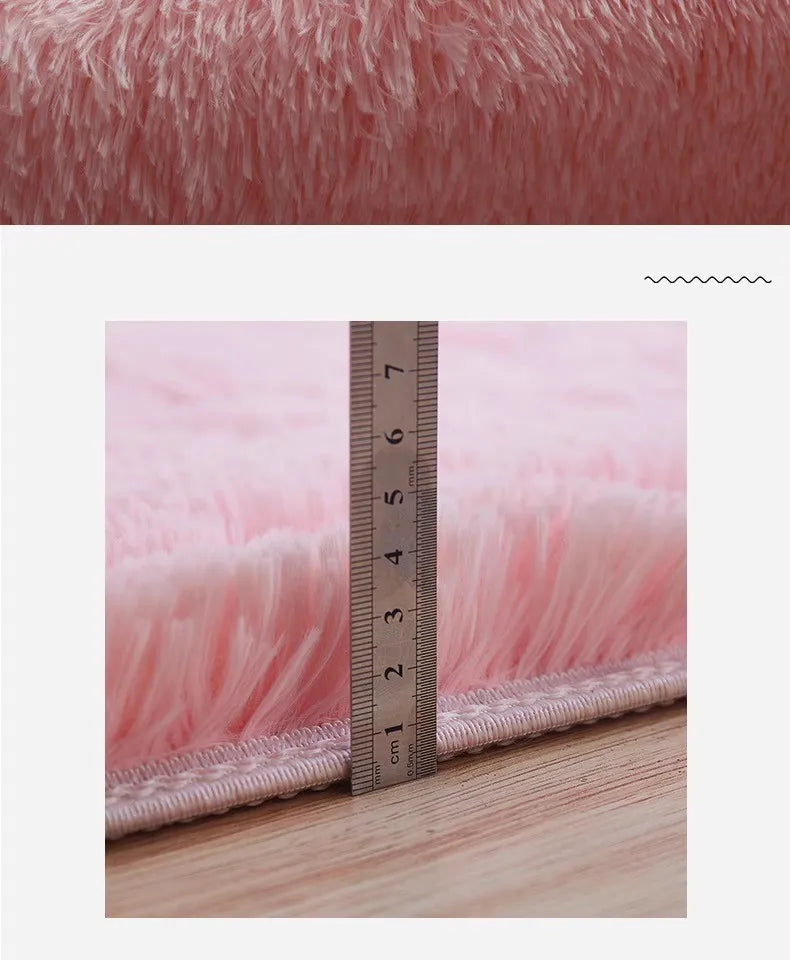 Tapis Nordic Ovale Effet Fourrure Longue – Style Moderne Tie-Dye, Épais et Ultra Doux pour Chambre & Salon