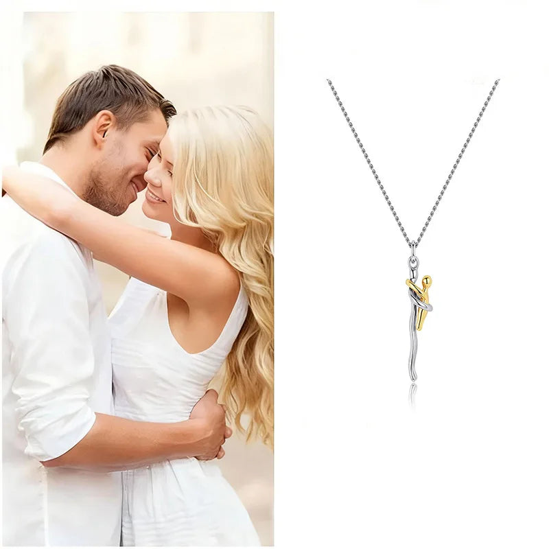 Collier Câlin Mère & Enfant Bicolore – Pendentif Détachable en Acier Inoxydable, Bijou Symbolique d’Amour Familial