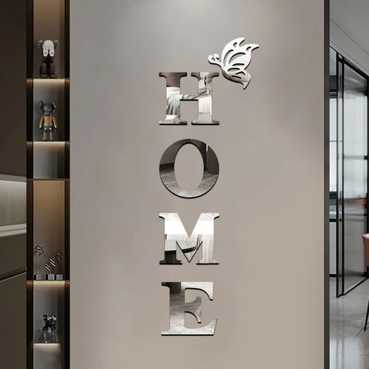Sticker Mural Miroir 3D “HOME” – Décoration Murale pour Entrée et Intérieur