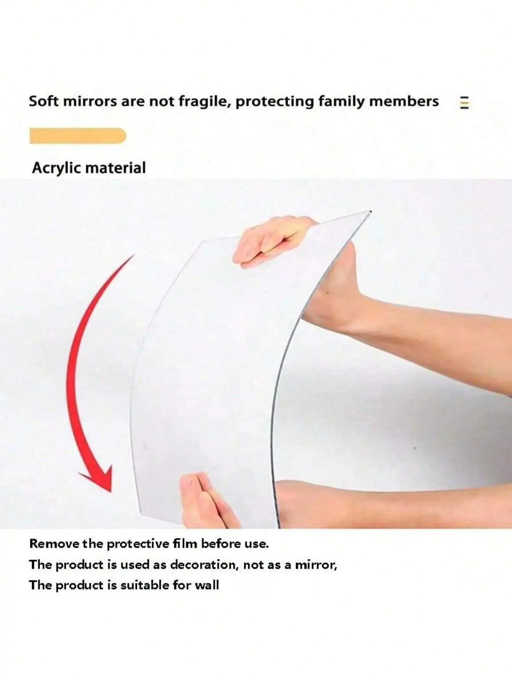 Set de 8 Miroirs Muraux Autocollants en Acrylique – Décoration Flexible pour Chambre, Salle de Bain et Maison