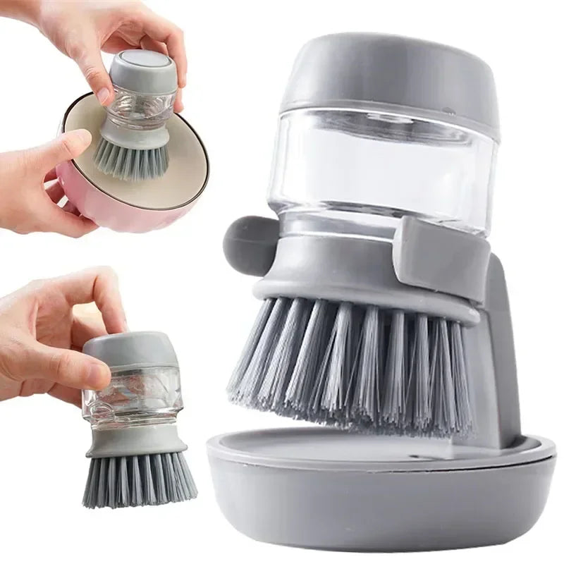 Brosse Vaisselle avec Distributeur de Savon – Brosse de Nettoyage Cuisine avec Support et Bac Égouttoir