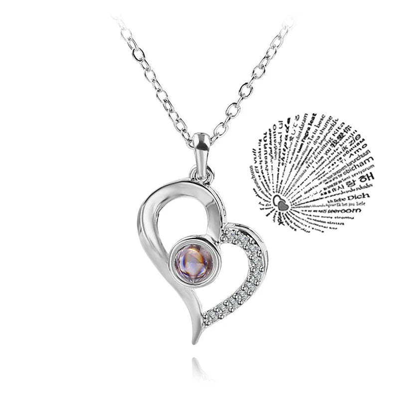 Collier Projection « Je t’aime » en 100 Langues – Bijou Romantique pour Couples et Amoureux