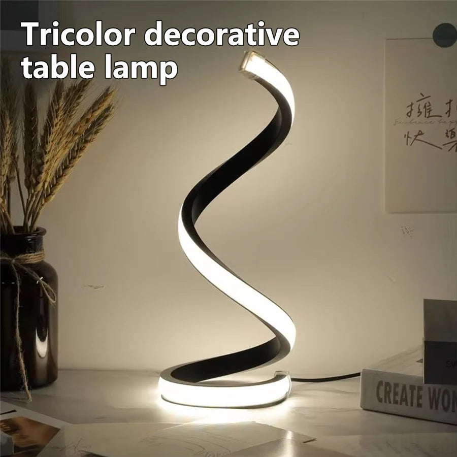 Lampe de Table Spirale LED – Lampe de Chevet Moderne Dimmable pour Salon, Bureau et Chambre