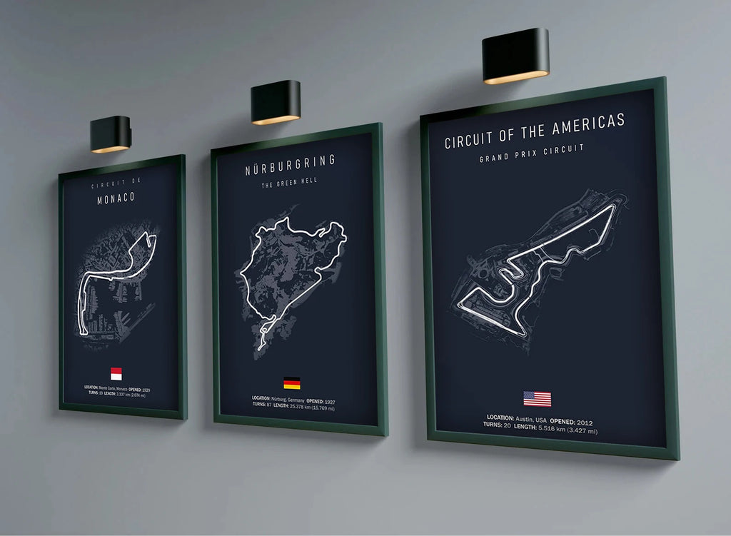 Affiche Murale Motorsport Formule 1 – Illustration des Circuits d’Imola et Monaco, Style Nordique, Décoration Intérieure