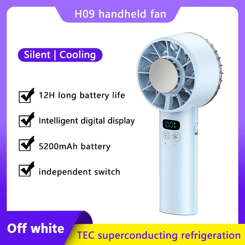 Ventilateur portable réfrigérant - 5200mAh, affichage digital, silencieux