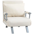 Fauteuil-Lit 1 Place Homcom Inclinable – Confort Compact avec Coussin (65×69×80 cm) Crème