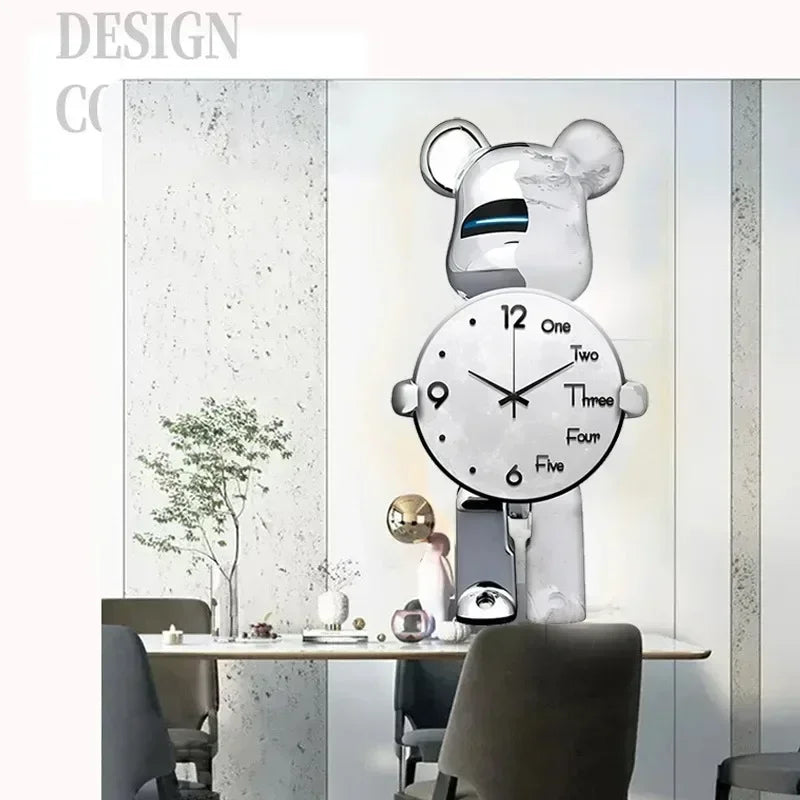 Giant “Bear” Wall Clock – Creative and Aesthetic Design for Living Room and Dining Room