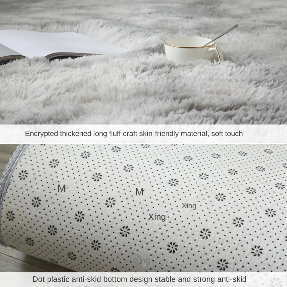 Tapis Nordic Ovale Effet Fourrure Longue – Style Moderne Tie-Dye, Épais et Ultra Doux pour Chambre & Salon