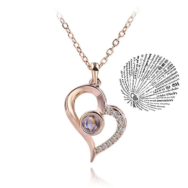 Collier Projection « Je t’aime » en 100 Langues – Bijou Romantique pour Couples et Amoureux