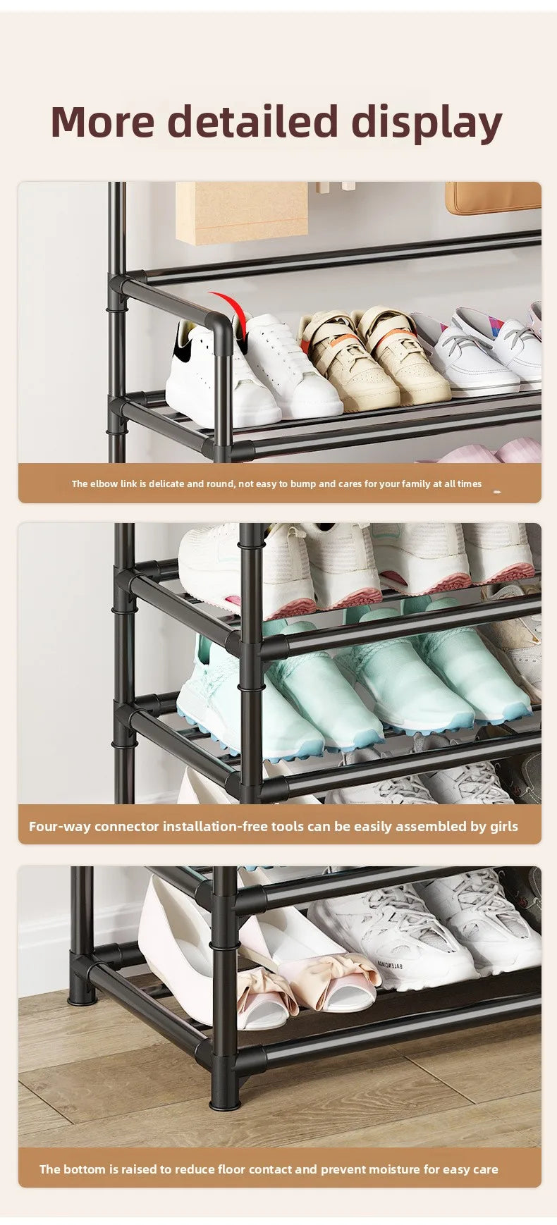 Meuble de Rangement Multi-Usages à Fixation Porte – Étagère Chaussures & Chapeaux Multi-Niveaux, Montage Simple