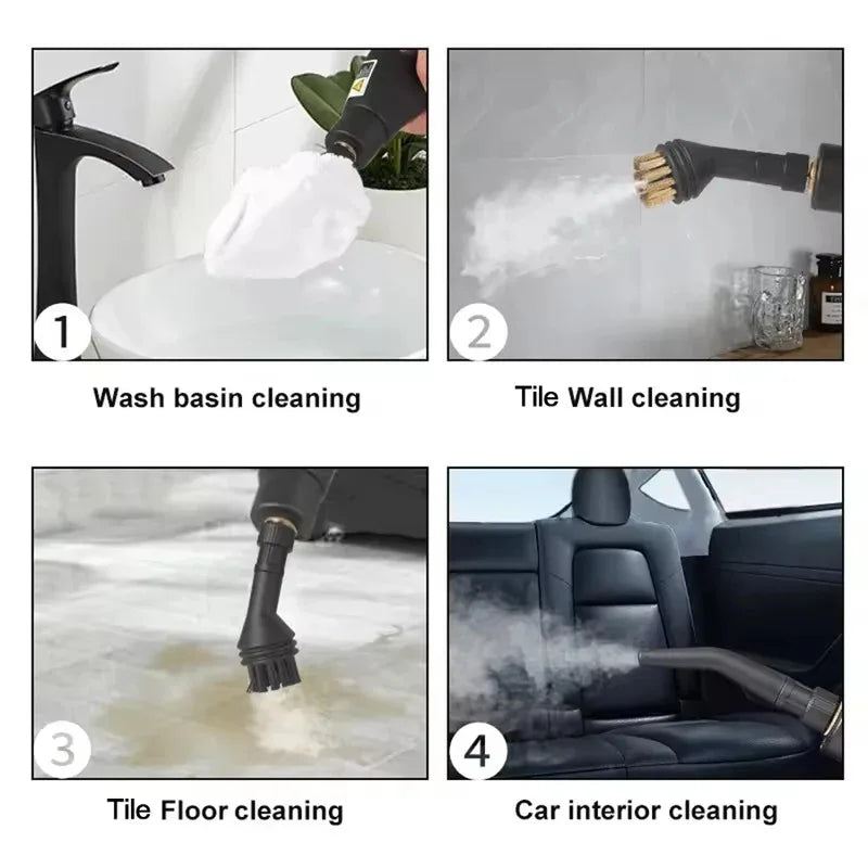 Portable High-Temperature Steam Cleaner – Pressurized Cleaning with Brushes for Kitchen &amp; Car