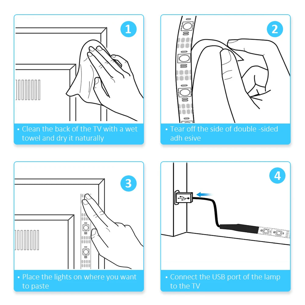 Bande LED RGB USB avec Synchronisation Musicale – Éclairage Ambiant pour TV (15–80”), PC & Miroir