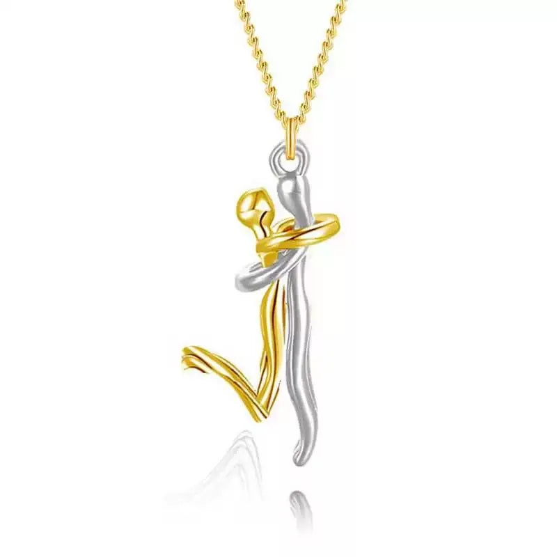 Collier Câlin Mère & Enfant Bicolore – Pendentif Détachable en Acier Inoxydable, Bijou Symbolique d’Amour Familial