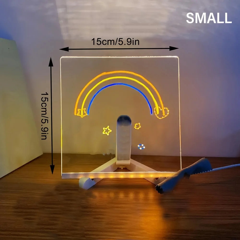 Tableau Lumineux LED RGB Rechargeable – Message Board Effaçable avec Stylos DIY, Veilleuse Créative pour Enfants & Bureau