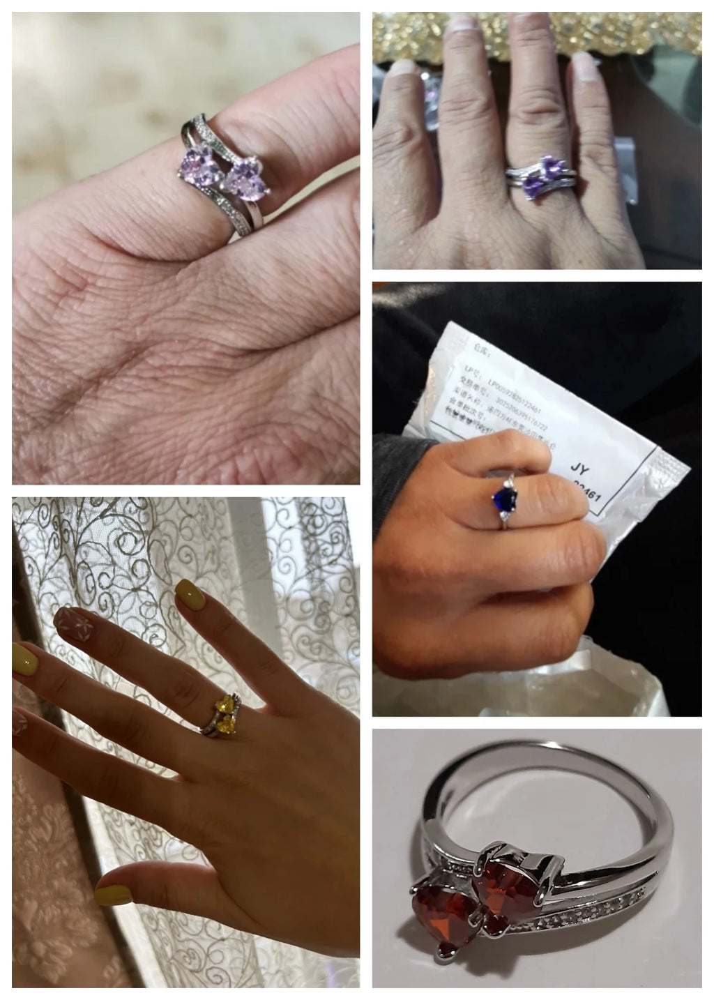 Bague Double Cœur Brillante – Zircons Cubiques & Finition Argentée, Cadeau Élégant pour Femme