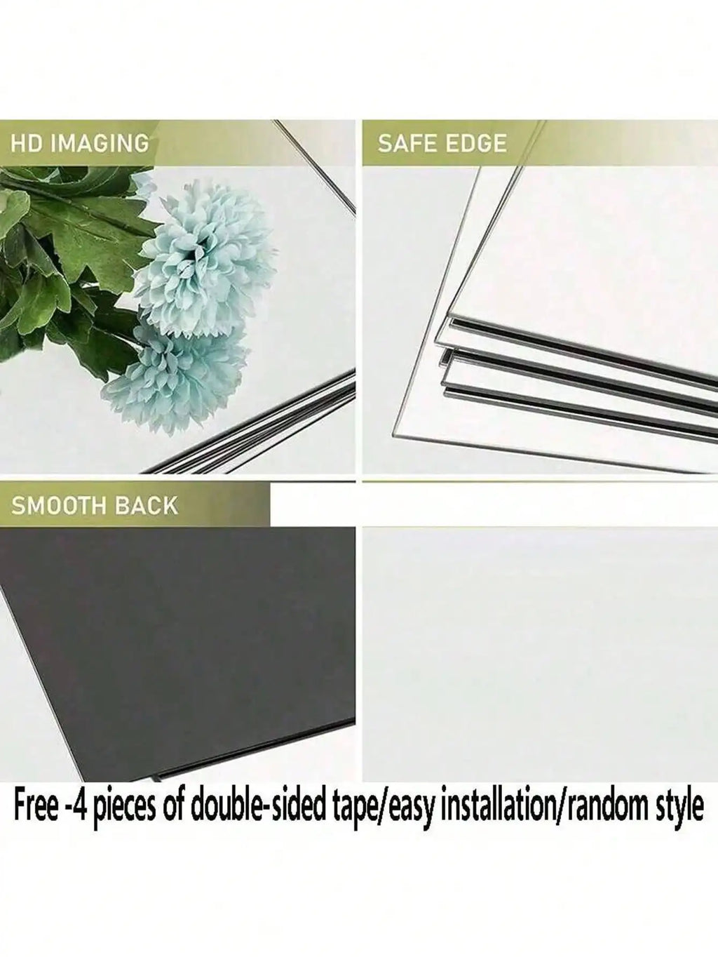 Set de 8 Miroirs Muraux Autocollants en Acrylique – Décoration Flexible pour Chambre, Salle de Bain et Maison