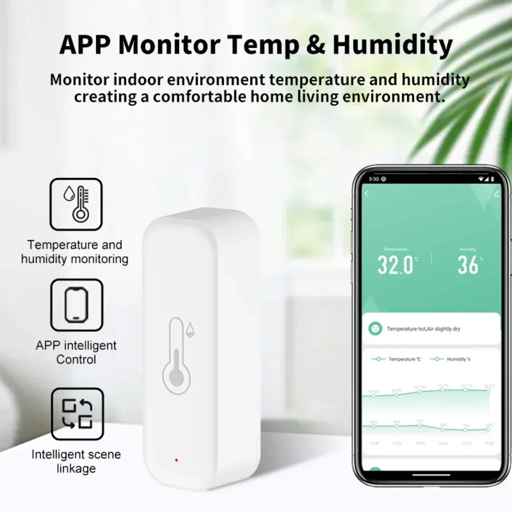 Tuya Smart Temperature &amp; Humidity Sensor WiFi &amp; Zigbee 3.0 – Connected Thermometer Hygrometer with Alerts &amp; Voice Assistant Compatibility