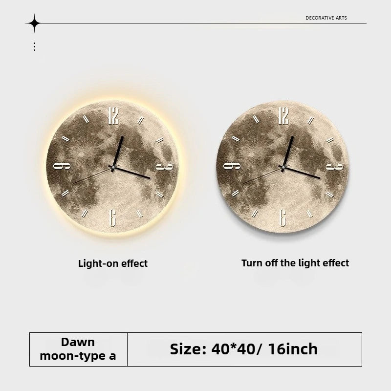 Horloge Murale LED 16 pouces Lune et Terre – Design Moderne et Silencieux pour Salon et Chambre